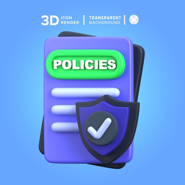 3d-иллюстрация защищенных политик psd