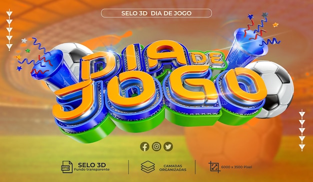 PSD psd selo 3d dia de jogo temas para jogos de futebol