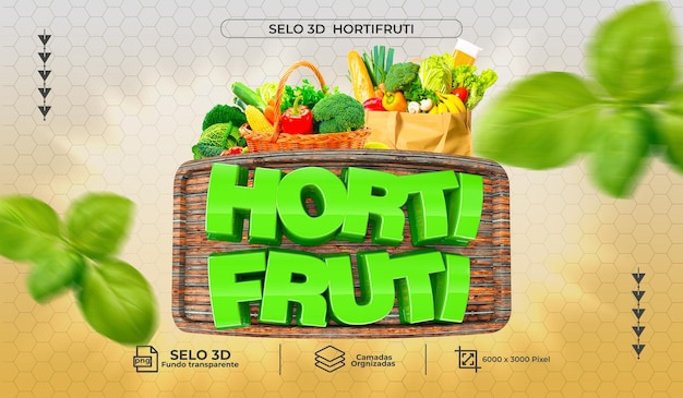 PSD psd selo 3d hortifrutt