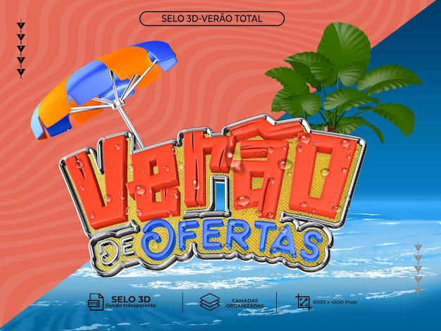 Psd selo 3d verao biedt vermelho