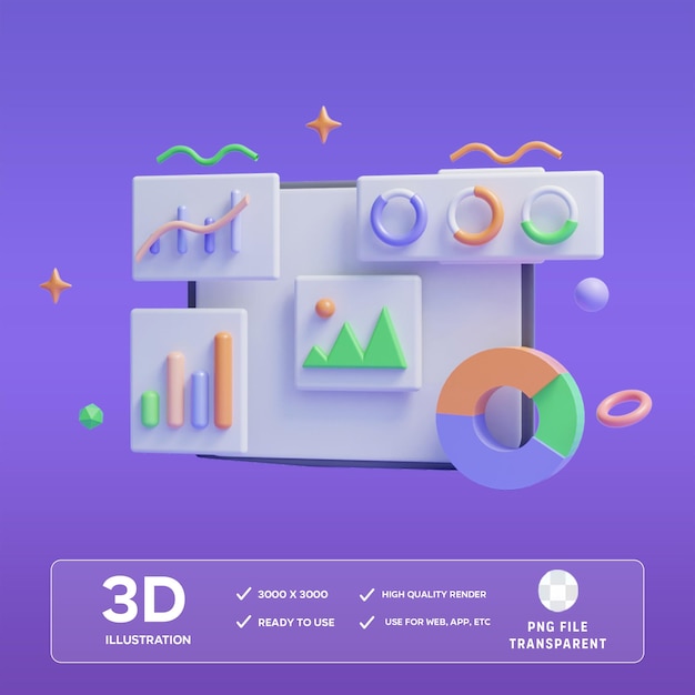 PSD SEO-analyse 3D-illustratie