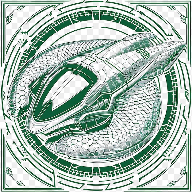 Psd serpent x hovercraft with emerald green monochrome stamp sna tattoo clipart ink tshirt design