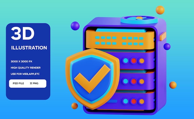 PSD SERVER PROTECTION 3D Illustration