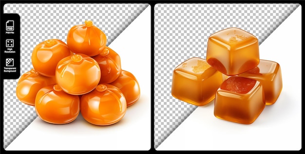 PSD psd set of candy isolated on transparent background