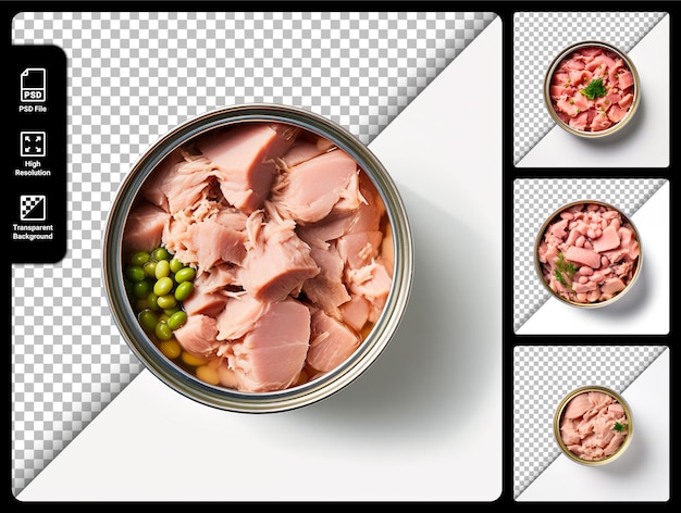 PSD psd set of canned tuna isolated on transparent background