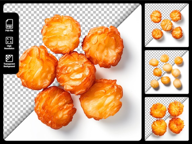 Psd set of chicken nuggets isolated on transparent background
