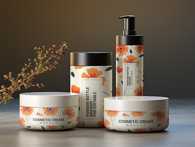 Mockup del set psd di articoli cosmetici