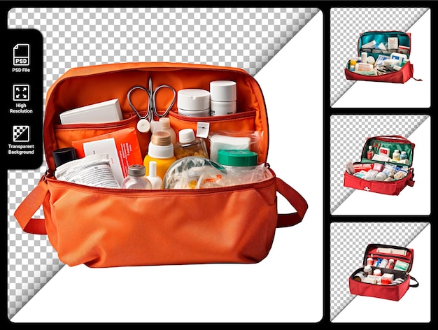 PSD psd set of first aid kit isolated on transparent background