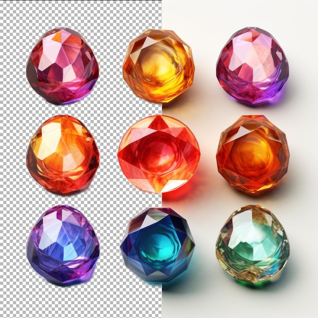 PSD psd set jewel stones isolated on transparent background premium psd