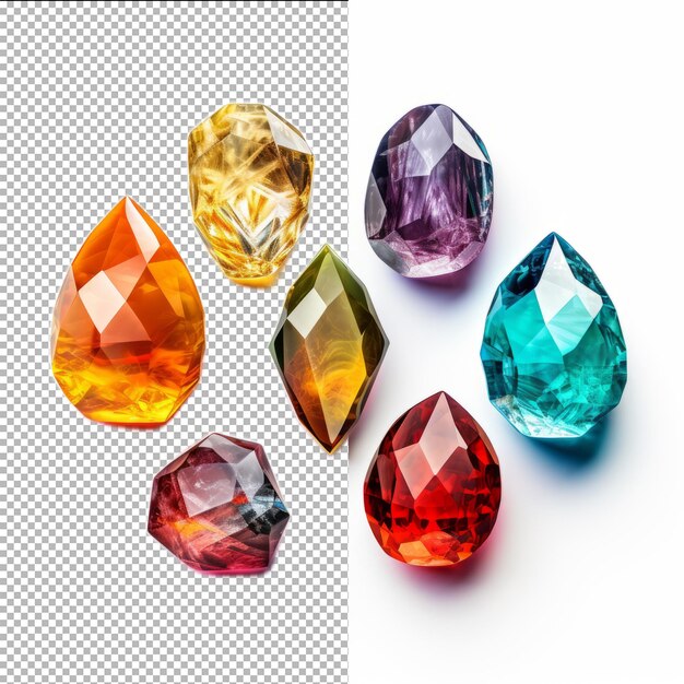 Psd set jewel stones isolated on transparent background premium psd