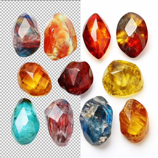 Psd set jewel stones isolated on transparent background premium psd