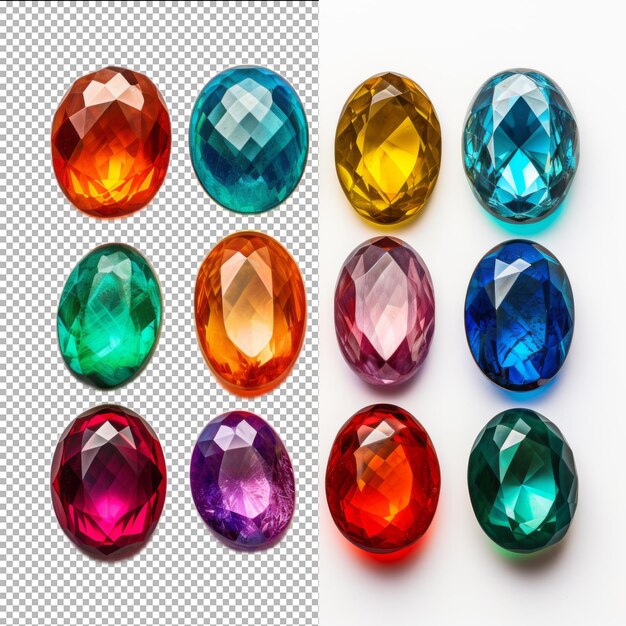 PSD psd set jewel stones isolated on transparent background premium psd