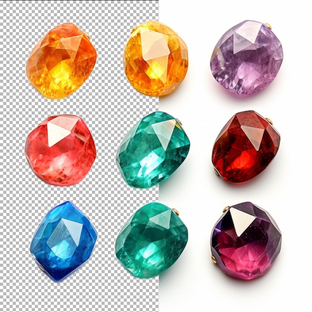 PSD psd set jewel stones isolated on transparent background premium psd