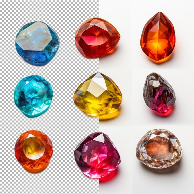 PSD psd set jewel stones isolated on transparent background premium psd