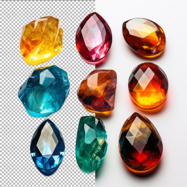 Psd set jewel stones isolated on transparent background premium psd