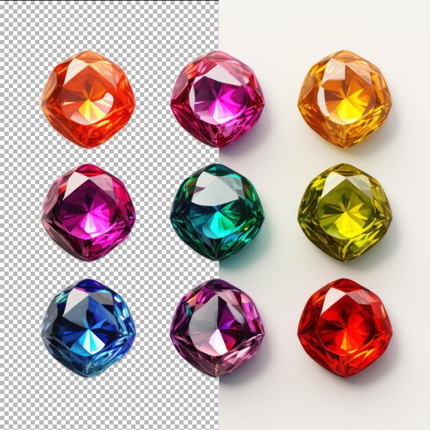 Psd set jewel stones isolated on transparent background premium psd