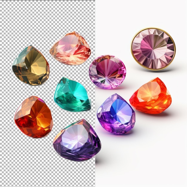 Psd set jewel stones isolated on transparent background premium psd