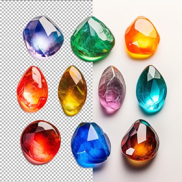 Psd set jewel stones isolated on transparent background premium psd