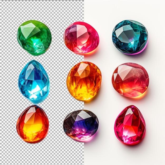 PSD psd set jewel stones isolated on transparent background premium psd