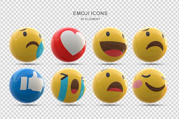 PSD psd set of social media reaction 3d emoticon