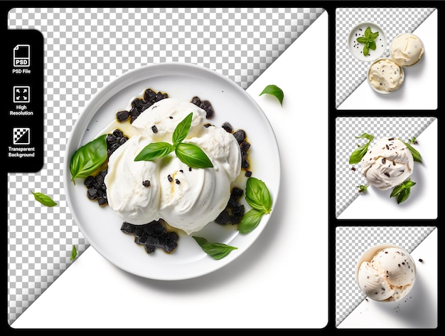 PSD psd set of stracciatella di bufala isolated on transparent background