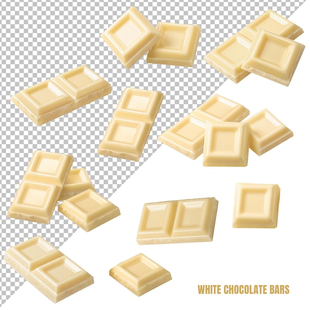 PSD psd a set of white chocolate bars on a transparent background