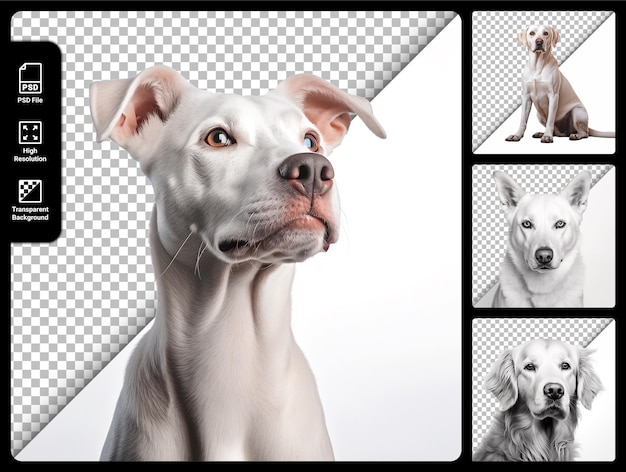 PSD psd set of white dog isolated on transparent background