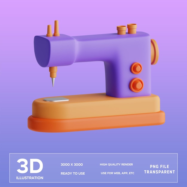 PSD sewing machine 3D Illustration