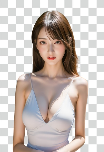 Psd sexy asian woman on transparent background