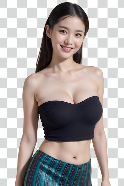 Psd sexy asian woman on transparent background
