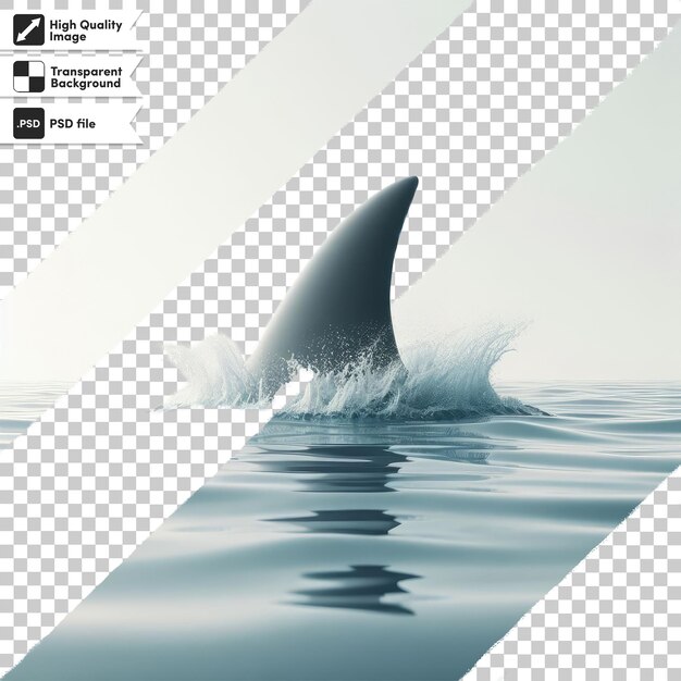 PSD psd shark fin in water on transparent background with editable mask layer