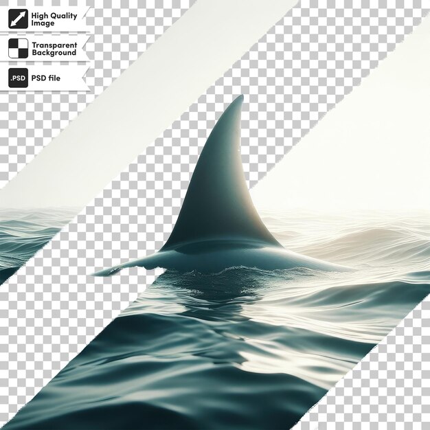 Psd shark fin in water on transparent background with editable mask layer