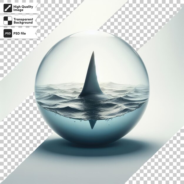 Psd shark fin in water on transparent background with editable mask layer