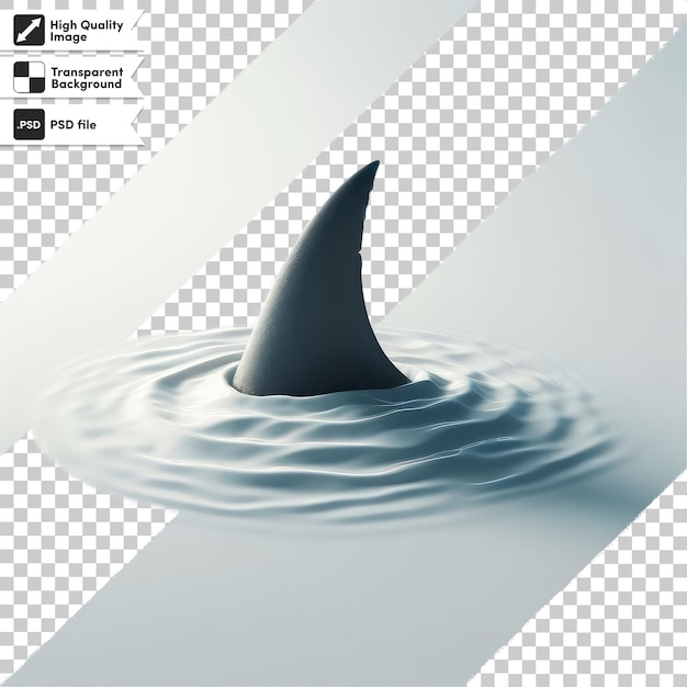 Psd shark fin in water on transparent background with editable mask layer