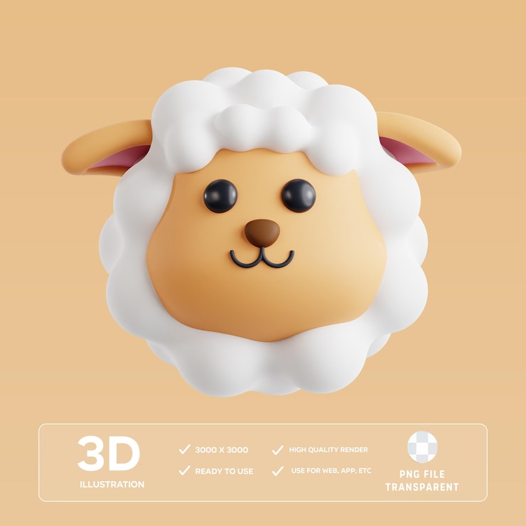 PSD psd 양 3d 일러스트레이션