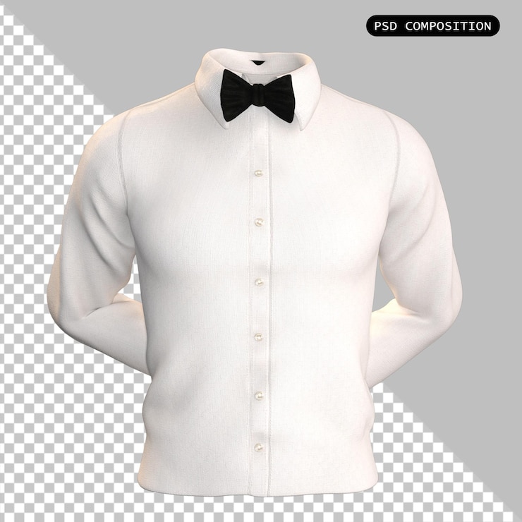 PSD psd shirt and bowtie 3d render illustration