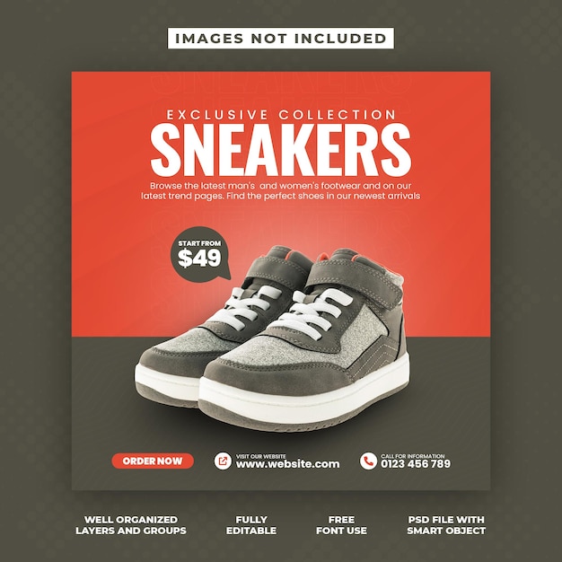 PSD psd shoes sale business banner or corporate social media banner and instagram post