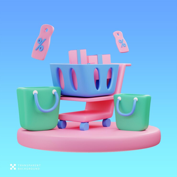 PSD psd 쇼핑 카트 3d 일러스트레이션