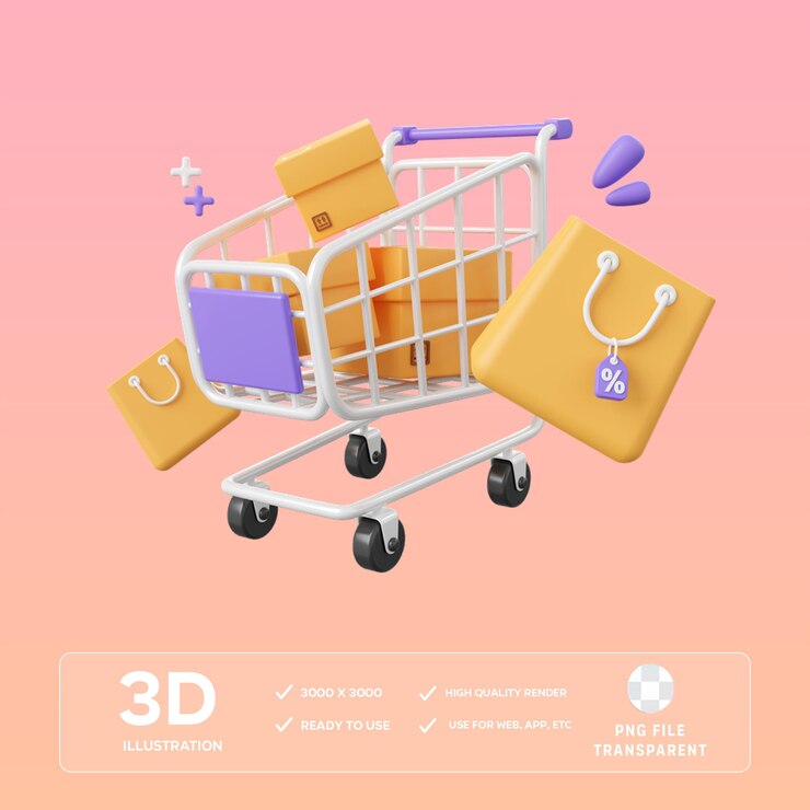 PSD psd shopping cart 3d illustration