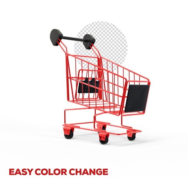 PSD psd shopping cart 3d render realistic transparent