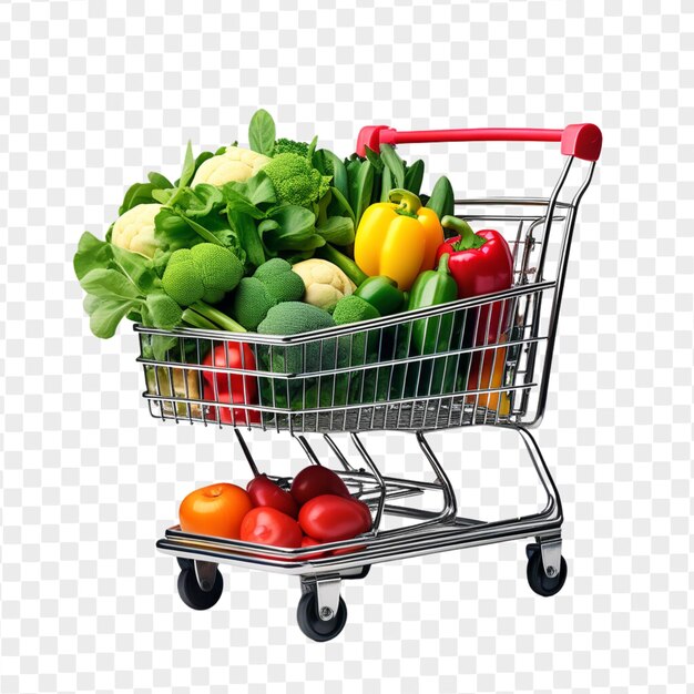 PSD psd shopping cart full of vegetables isolated