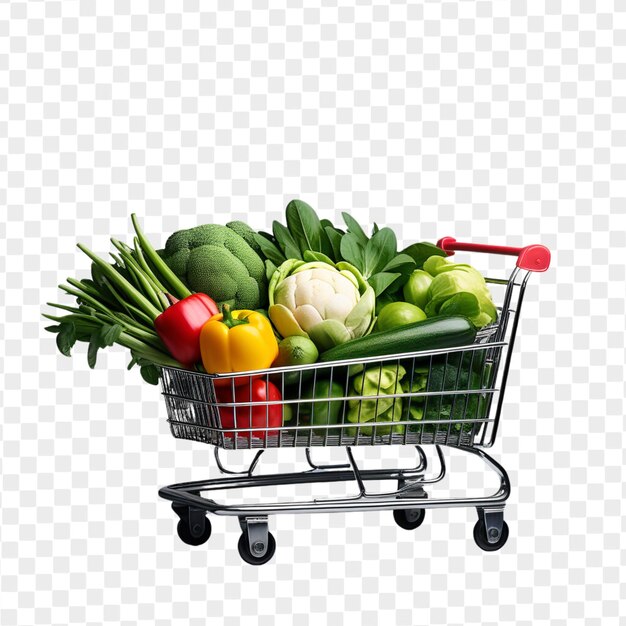 PSD psd shopping cart full of vegetables isolated