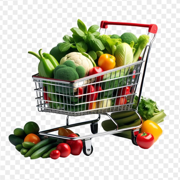 PSD psd shopping cart full of vegetables isolated