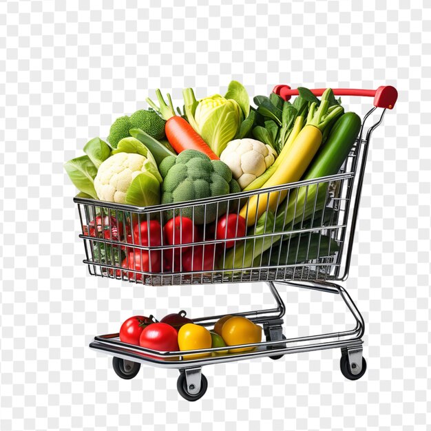 PSD psd shopping cart full of vegetables isolated