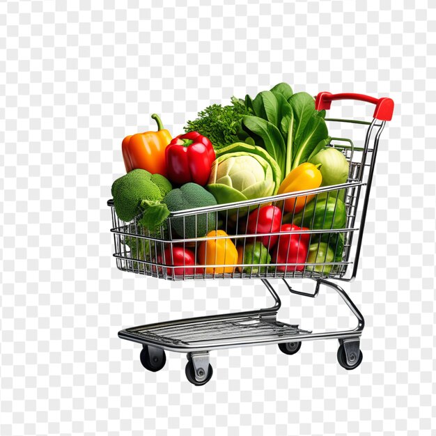 PSD psd shopping cart full of vegetables isolated