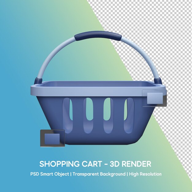 PSD psd shopping cart with 3d illustration