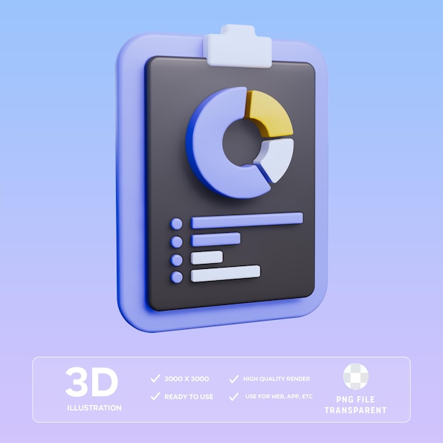 PSD Shopping Report 3D Illustration