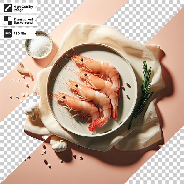 PSD psd shrimps on a plate on transparent background