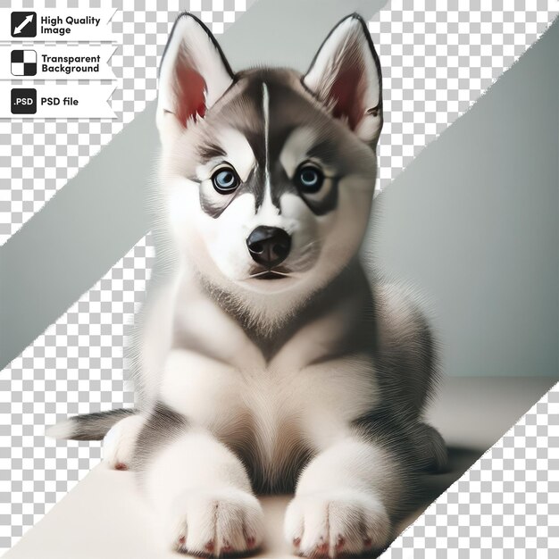 PSD psd cucciolo di husky siberiano su sfondo trasparente con strato di maschera modificabile
