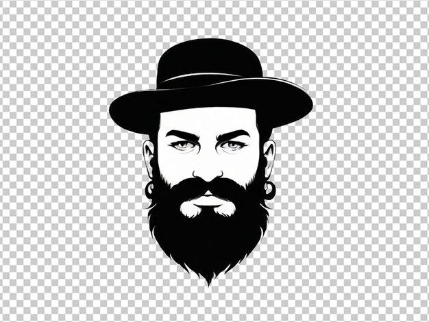 Psd of a silhouette of beard and mustache on transparent background